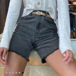Black Denim Mom Shorts